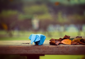 leaves, paper, бумага, боке, elephant, origami, листья, слон, Оригами