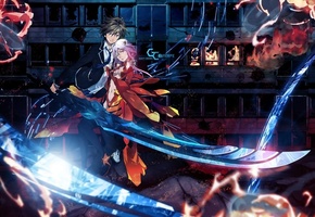 inori yuzuriha, guilty crown, shu ouma, девушка, Аниме, парень