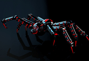 Паук, отражение, свет, робот, механизм