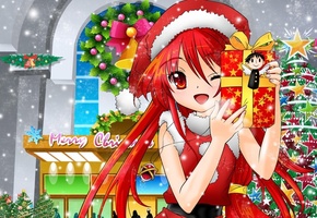 ёлка, подарки, shakugan no shana, звёзды, новый год, Аниме