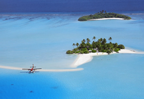 Мальдивы, атолл, самолет
