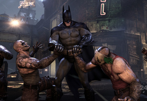 злой, city, , враги, archam, Batman, разозленный, сильный