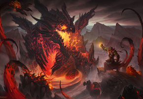 лава, заклинатель, Дракон, орк колдун, чародей