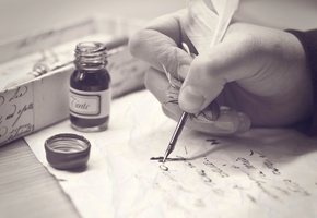 перо, письмо, Рука, чернила