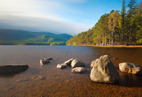 камни, гладь, Природа, осень, река
