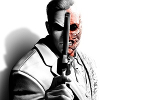 two-face, двуликий, револьвер, Batman arkham city