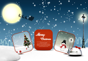 moon, Christmas, snowman, рождество, new year, christmas tree, snow, illustration, vector