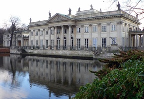 небо, Лазенковский дворец, озеро, архитектура