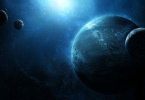 Бесконечность, свет, спутники, звезды, планеты