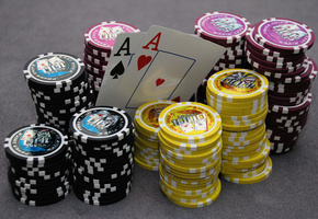 казино, Фишки, карты, туз