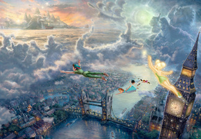 tinkerbell and peter pan fly to neverland, the disney dreams collection, Thomas kinkade