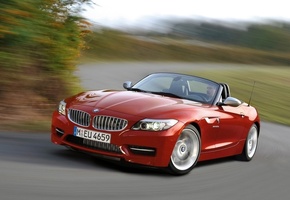 красный, дорога, скорость, Bmw z4