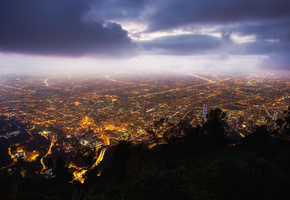 night, monserrate, bogota, Colombia, колумбия, ночь, богота