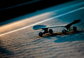 ночь, дорога, Спорт, скейт, свет, скейтборд