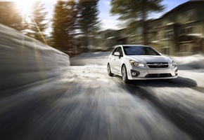 impreza, зима, солнце, скорость, Subaru