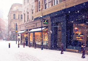 европа, снег, улица, магазины, Город, зима