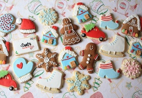 марципан, фигурки, домик, новый год, Печенье, человечек