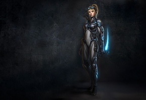 девушка, Starcraft ghost, воин, призрак