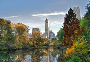 New york, озеро, центральный парк, central park, нью-йорк