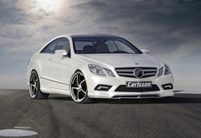 облака, Mercedes, дорога, тюнинг