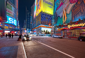 42nd and 7th, New york, нью-йорк, nyc, ночь, night, times square, usa