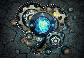 9, графика, цифра, Шестерёнки, рендер