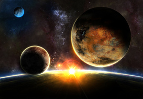 восход, звезды, планеты, Sunrise