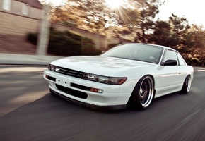 автомобиль, stance, nation, silvia, Nissan, s13, tuning, jdm, car, style, speed, white