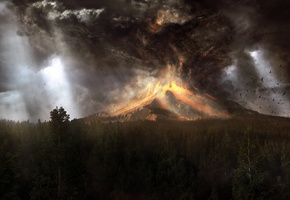 Лес, вулкан, гора