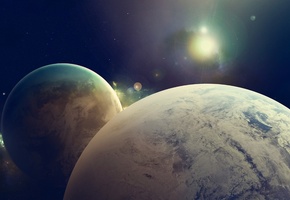 спутник, свет, звезды, Планета