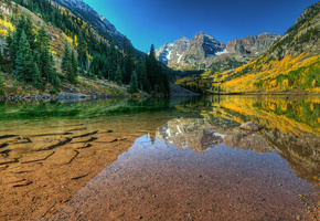 вода, прозрачность, озеро, камни, Гора, осень