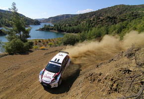 ciprus 2011, ford, Intercontinental rally challenge, пыль, al attiyah, поворот
