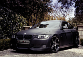 матовый, Bmw, 335i, деревья, e92, бмв, black, чёрный