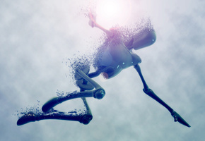 растворение, частицы, Робот, свет