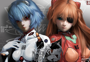 soryu asuka langley, надписи, ayanami rei, девушки, Neon genesis evangelion