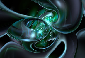 зеленый, Волны, синий, абстракт