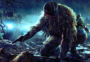 снайпер, Sniper ghost warrior 2, камуфляж, пистолет, засада