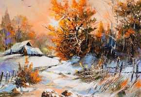 winter scene, зима, пейзаж, Perfect, деревня, снег, домики