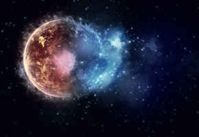 взрыв, space, планеты, planets, звезды, Космос, огни, краски