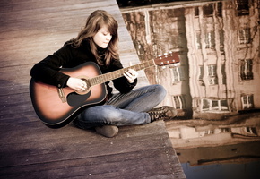 гитара, Девушка, настроение