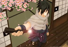 сакура, Арт, naruto, меч, luffy-san92, парень, катана, uchiha sasuke