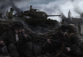 war, американцы, война, Heroes &amp; generals, дым, немцы, танк