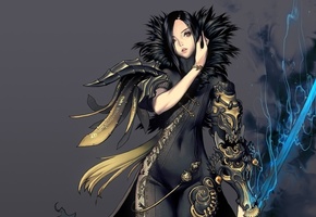 девушка, Меч, брюнетка, blade and soul, наряд