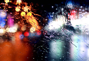 bokeh, Дождь, огни, стекло, rain