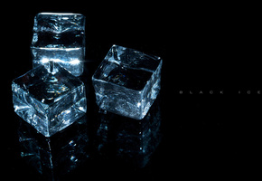фон, прозрачность, на чёрном, лёд, Кубики, три