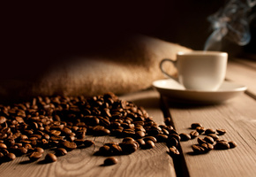 кофе, доски, зёрна, Чашка, пол