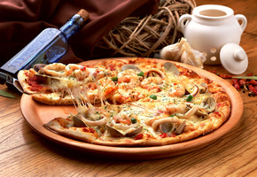 Pizza, морепродукты, мидии, блюдо, специи, кальмары, пицца