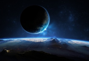 планета, Поверхность, спутник, звезды