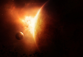 метеориты, звезды, огонь, спутник, Планета