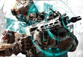 автомат, прицел, future soldier, город, оружие, Ghost recon, солдат